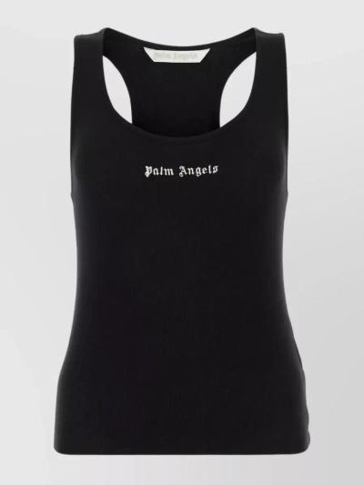 PALM ANGELS STRETCH RIBBED COTTON TANK WITH CUT-OUT DETAILING