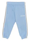 Palm Angels Stripe-detail Cotton Track Pants In Blue