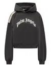 Palm Angels Stripe-detail Logo-print Hoodie In Black