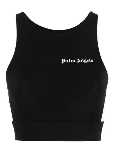 Palm Angels Stripe-detail Performance Top In Black