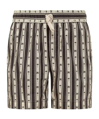 PALM ANGELS PALM ANGELS MONOGRAM PRINTED DRAWSTRING SHORTS