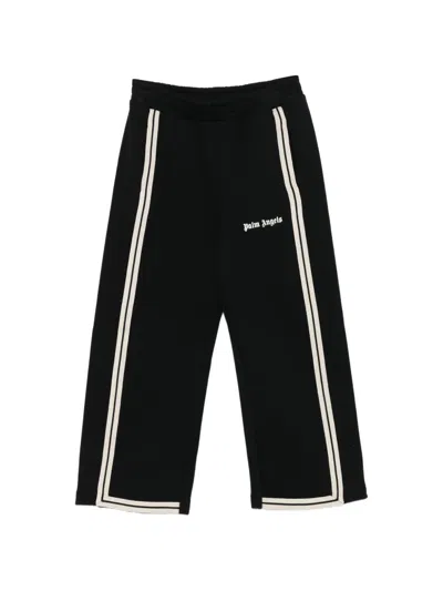 Palm Angels Kids' Stripe Logo-print Trousers In Black