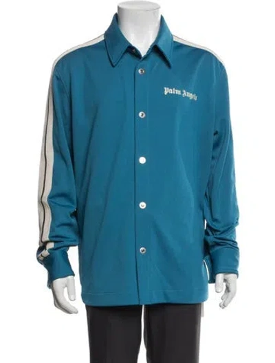 Pre-owned Palm Angels Striped Bomber Jacket In Blue