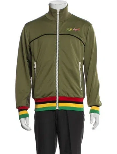 Pre-owned Palm Angels Striped Bomber Jacket In Green