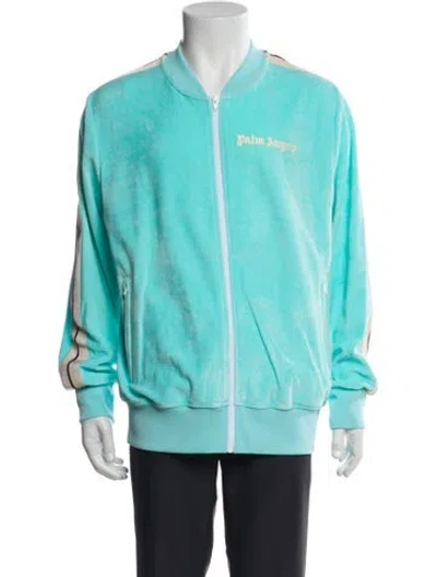 Pre-owned Palm Angels Striped Bomber Jacket W/ Tags In Blue