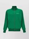 Palm Angels Striped Collar Ribbed Cuffs Pockets Sweater In Green