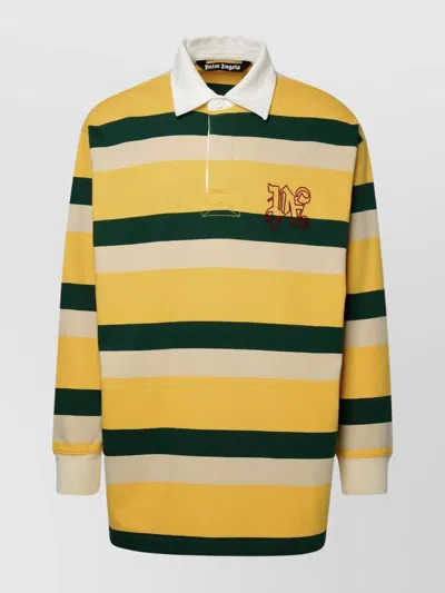 Palm Angels Pa Monogram Rugby Polo In Yellow