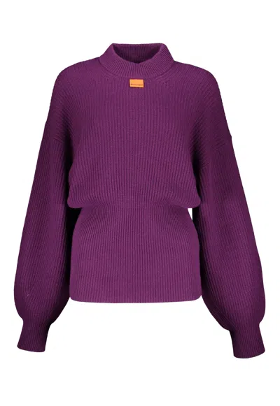 Palm Angels Striped Crew-neck Sweater In Purple