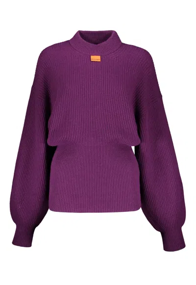 Palm Angels Striped Crew-neck Jumper In Purple