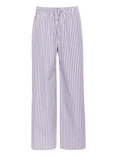 Palm Angels Striped Drawstring Trousers In White