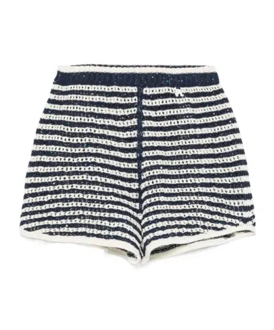 Palm Angels Striped Knit Shorts In Multi