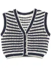 Palm Angels Striped Knit Vest In Blue
