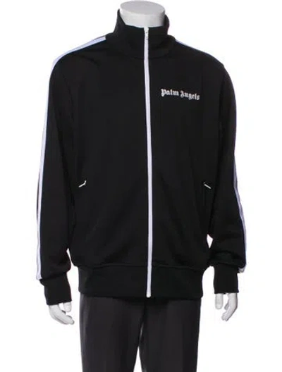 Pre-owned Palm Angels Striped Mock Neck Sweatshirt In Black