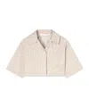 Palm Angels Crop Shirt With Beige And White Stripes With Logo
