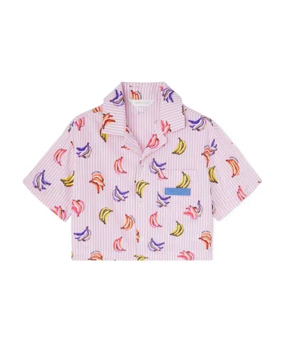 Palm Angels Striped Short Shirt In Purple