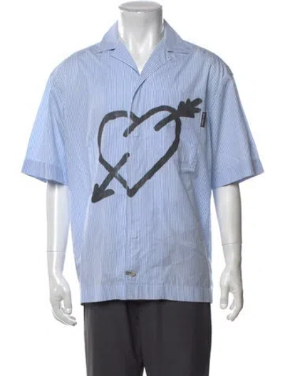 Pre-owned Palm Angels Striped Short Sleeve Shirt In Blue