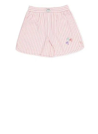 Palm Angels Kids' Striped Shorts In Pink