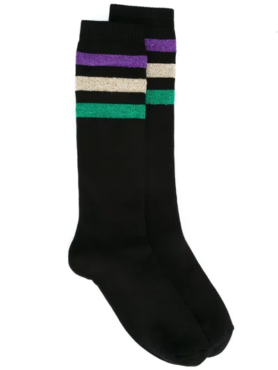 Palm Angels Striped Socks In Black