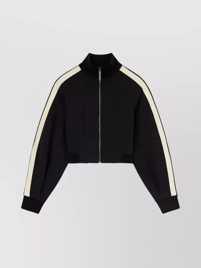 Palm Angels Zip-up Sculptural Track Jacket In Black - Off White