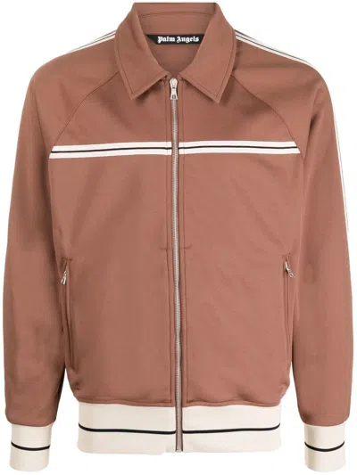 Palm Angels Striped-trim Sweatshirt In Brown