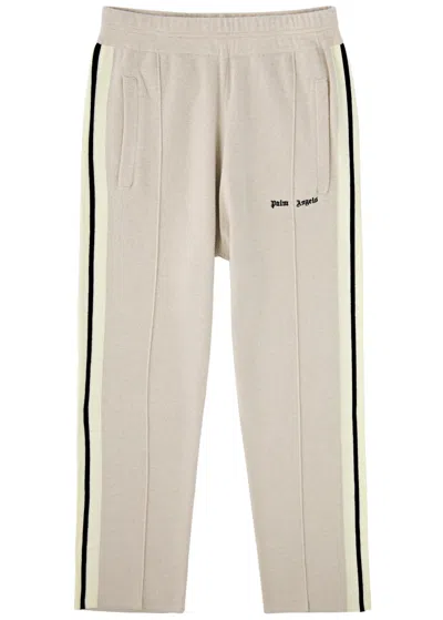 Palm Angels Striped Wool-blend Track Pants In Beige