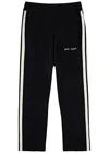 Palm Angels Logo Print Linen Track Pants In Black