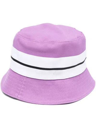 Palm Angels Striped-trim Bucket Hat In Purple