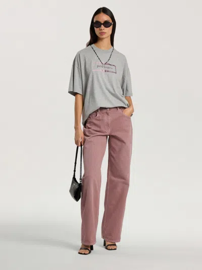 Palm Angels Studded Box Logo Loose T-shirt In Yellow