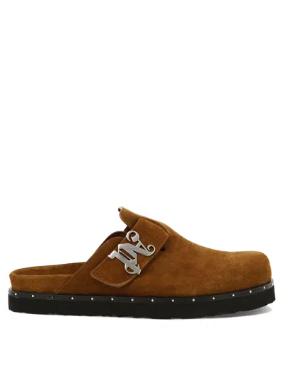 PALM ANGELS BROWN STUDDED FLAT FOR MEN, SS24 COLLECTION