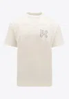 Palm Angels T-shirt With Studded Monogram In White