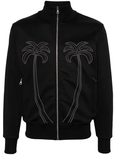 Palm Angels Studded Sweatshirt In Black  
