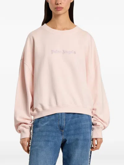 Palm Angels Stud-logo Crew-neck Sweatshirt In Gold