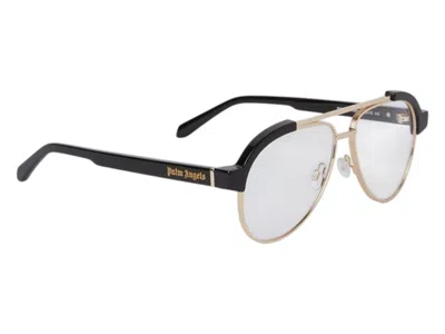 Pre-owned Palm Angels Style 18 Eyeglasses In Black Gold Clear Lens (perj018s25pla0011000)