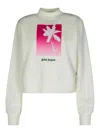 Palm Angels Palm Tree-print Cotton Sweatshirt In Blanco
