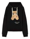 Palm Angels Men Bear In Mind Cotton Hoodie In Negro