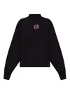 Palm Angels Long Sleeve Mock Neck Knitwear Top In Black