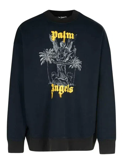 PALM ANGELS PALMS PENCIL BLACK COTTON SWEATSHIRT