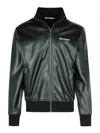 Palm Angels 'track Leather' Polyester Blend Sweatshirt In Black
