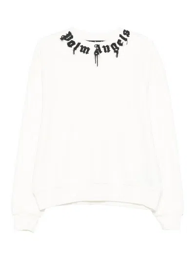 Palm Angels Relaxed-fit Cotton Sweatshirt With Signature Print In White