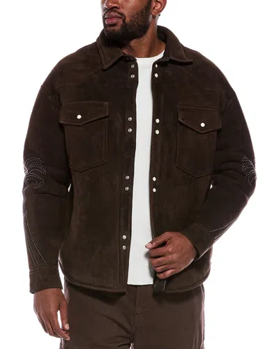 Palm Angels Suede Jacket In Brown