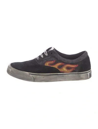 Pre-owned Palm Angels Suede Printed Sneakers In Black