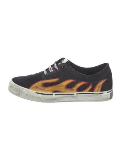 Pre-owned Palm Angels Suede Printed Sneakers In Black