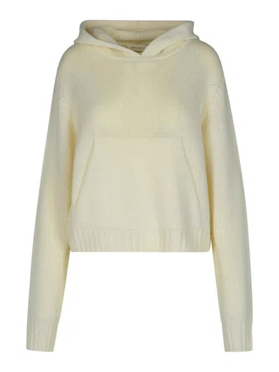 PALM ANGELS CURVED CREAM WOOL BLEND SWEATER