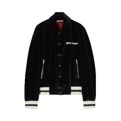 Pre-owned Palm Angels Sunday Baseball Jacket 'indigo/off White' In Blue