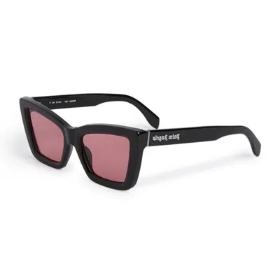 Palm Angels Sunglasses Cat Eye Full Rim, Black Frame And Peach Lens Peri091roseville1021