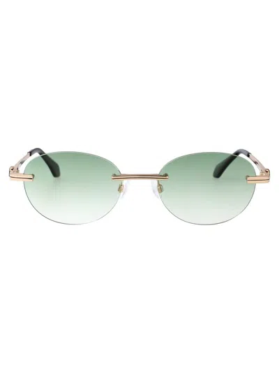 Palm Angels Sunglasses In Gold Gradient Green