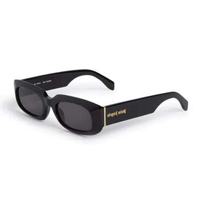 Palm Angels Logo-detail Oval-frame Sunglasses In Black