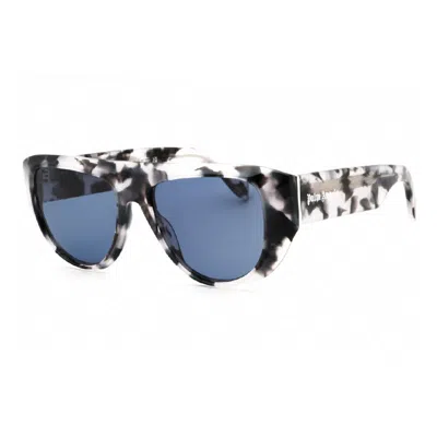 PALM ANGELS SUNGLASSES OVAL FULL RIM, HAVANA BLACK FRAME AND BLUE LENS PERI105JOSHUA1245
