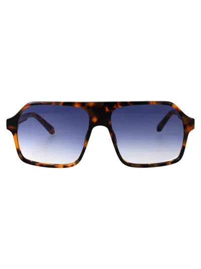 Palm Angels Shiny Havana Acetate Sunglasses In Orange