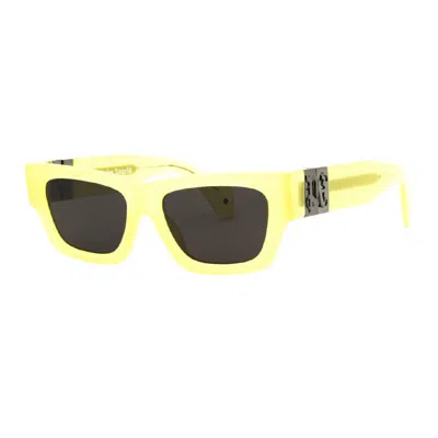 Palm Angels Sunglasses Square Full Rim, Yellow Frame And Dark Grey Lens Peri10jmagnolia1807